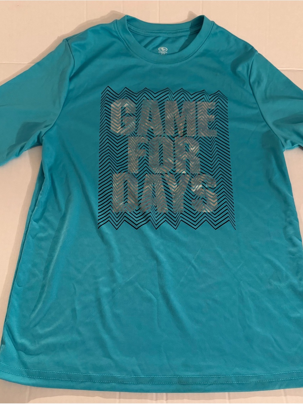 #290 Athletic Works Turquoise Blue Short Sleeve Graphic Tee
